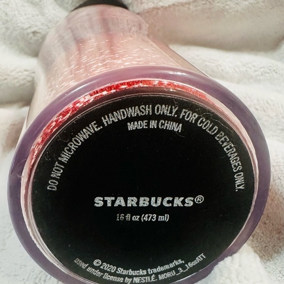 RARE HTF Starbucks Nestle Holiday Tumbler 2020 ~ Red Glitter Snowflakes Pine - Picture 2 of 2